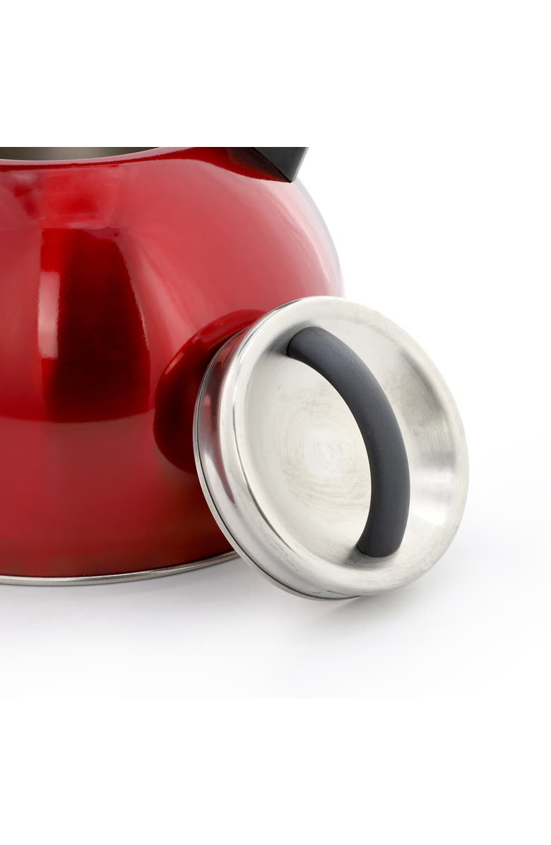 Mr. Coffee Kassel 2.1 Quart Stainless Steel Whistling Tea Kettle, Alternate, color, Red