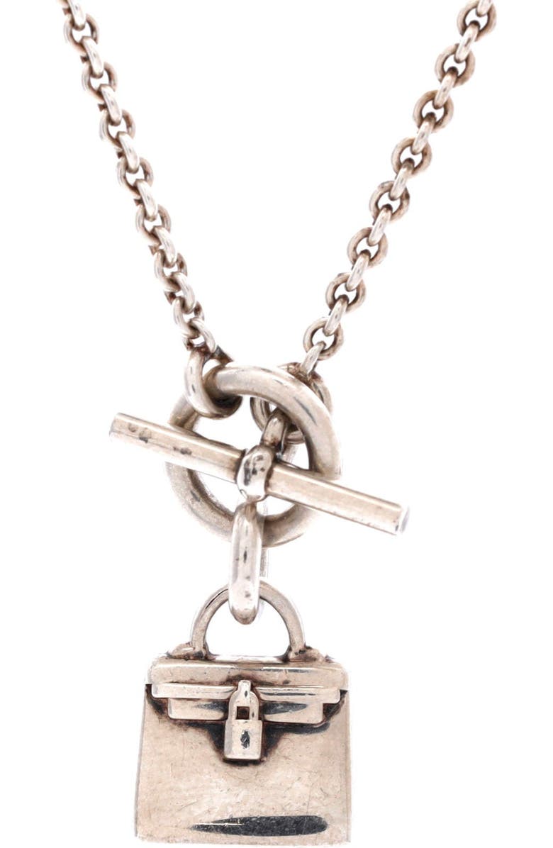 Pre-Owned Hermes Birkin Amulette Pendant Necklace Sterling Silver, Main, color, Silver