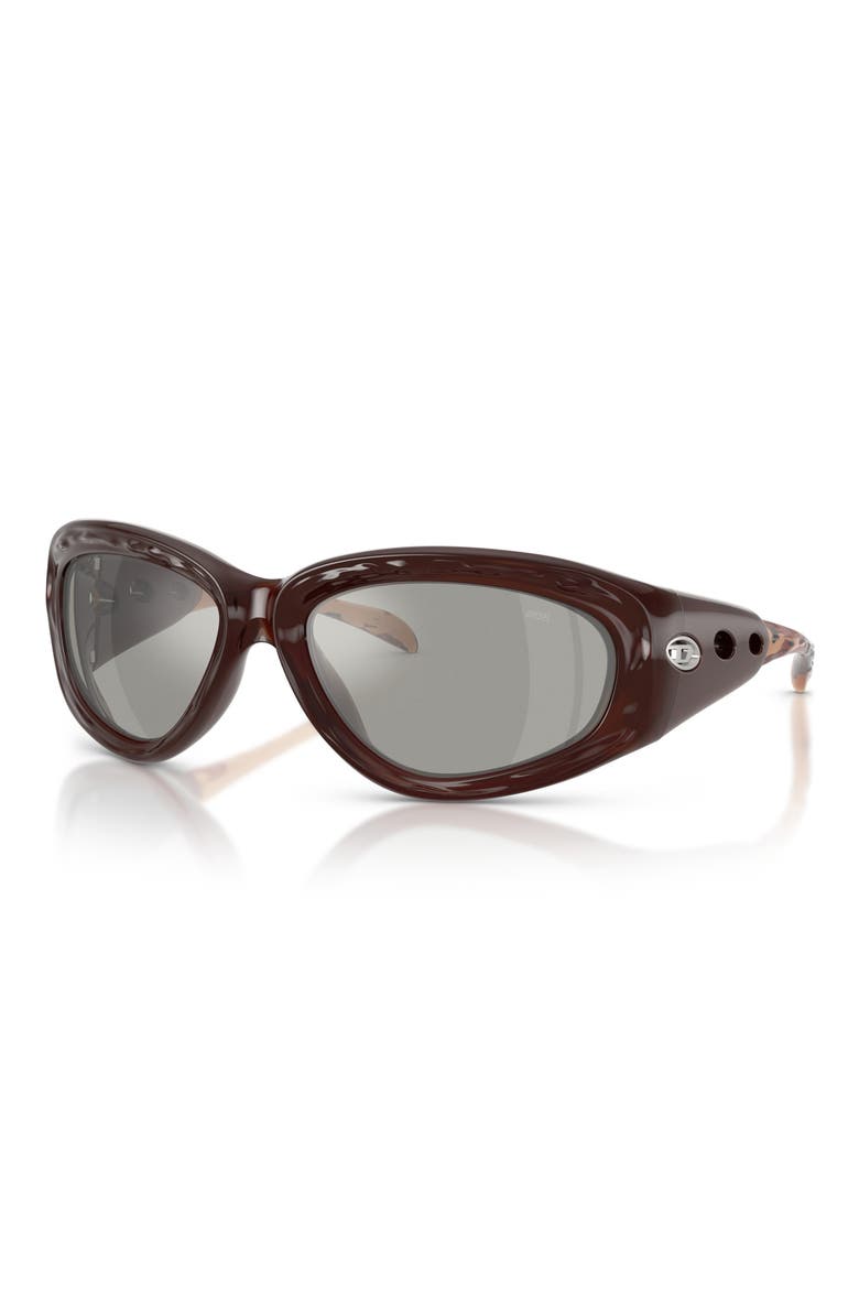 63mm Oversize Mirrored Pillow Sunglasses, Alternate, color, MILKY DARK ORANGE / GREY