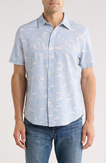 14th & Union Marina Short Sleeve Button-up Shirt In Blue