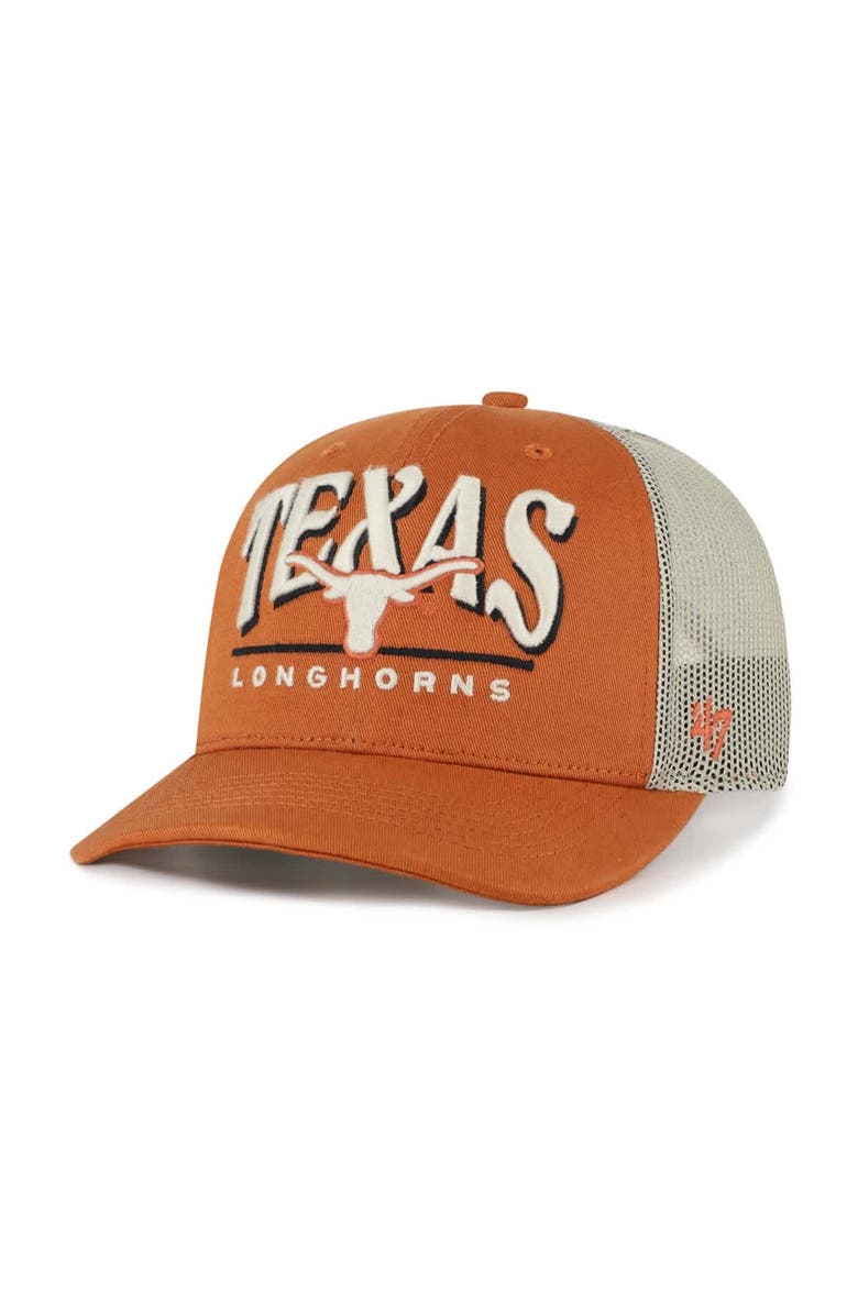 '47 Men's '47 Texas Orange Texas Longhorns Arid Adjustable Trucker Hat, Main, color, Burnt Orange