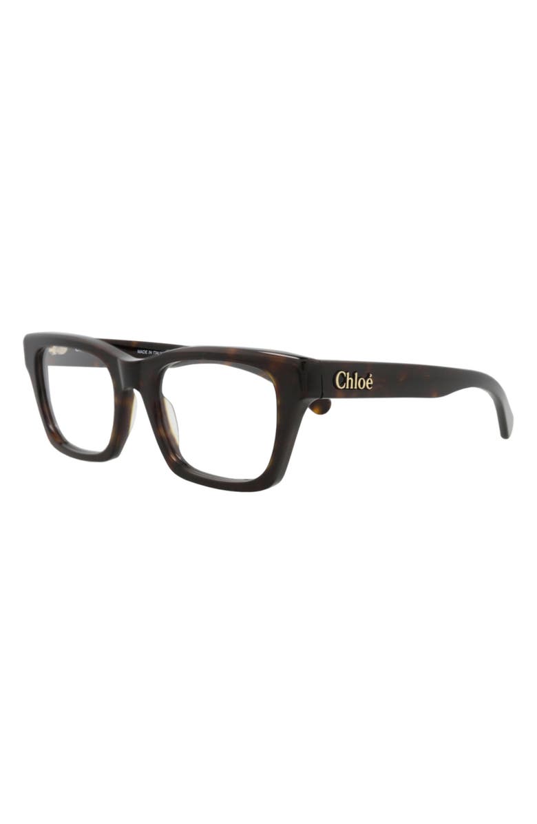 Chloé 51mm Square Optical Glasses, Alternate, color, Havana Havana Transparent