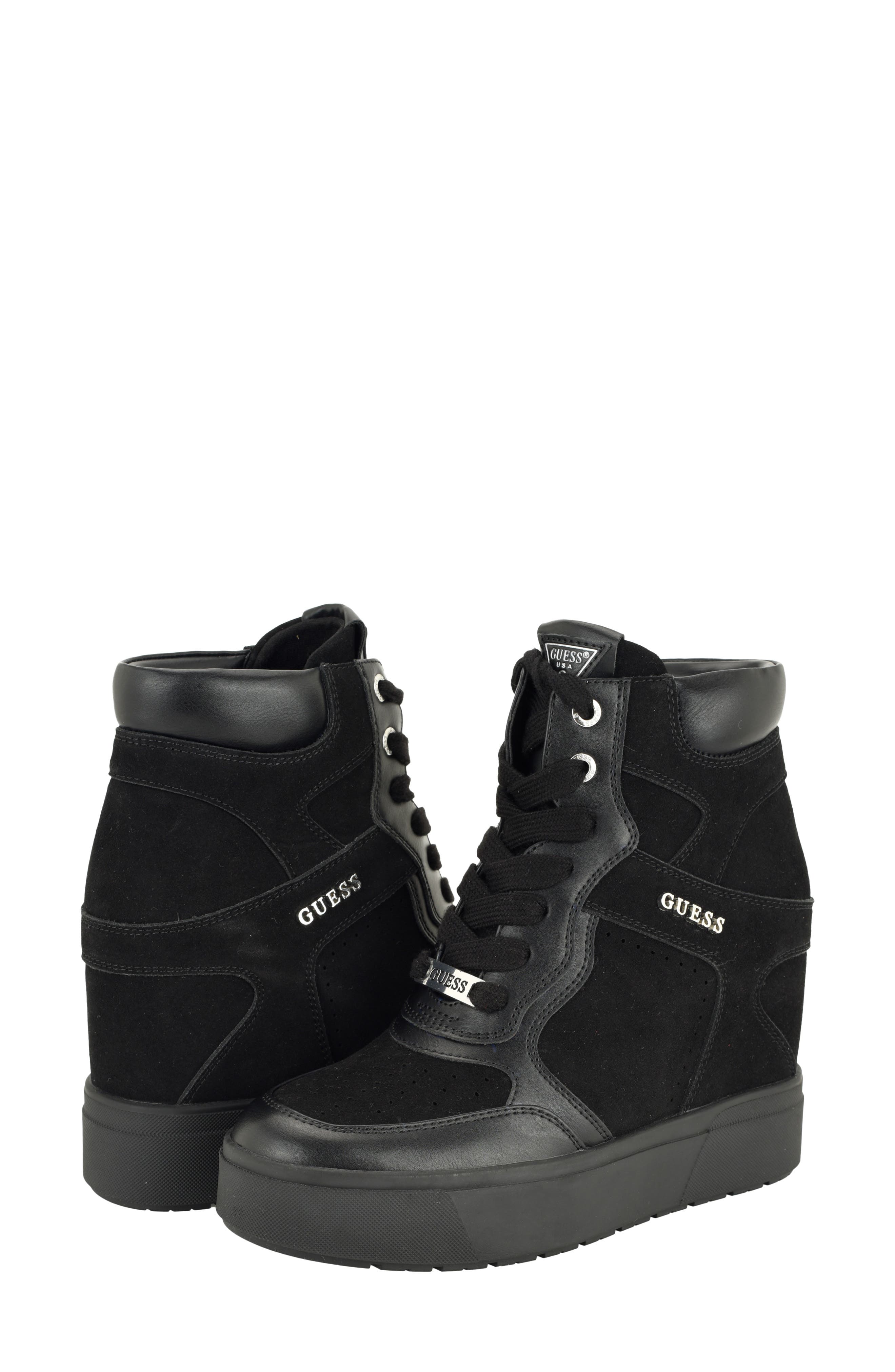 Guilley Wedge Sneaker, Alternate, color, BLACK