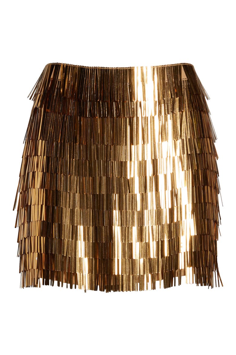 Shard Sequin Fringe Skirt, Alternate, color, GOLD