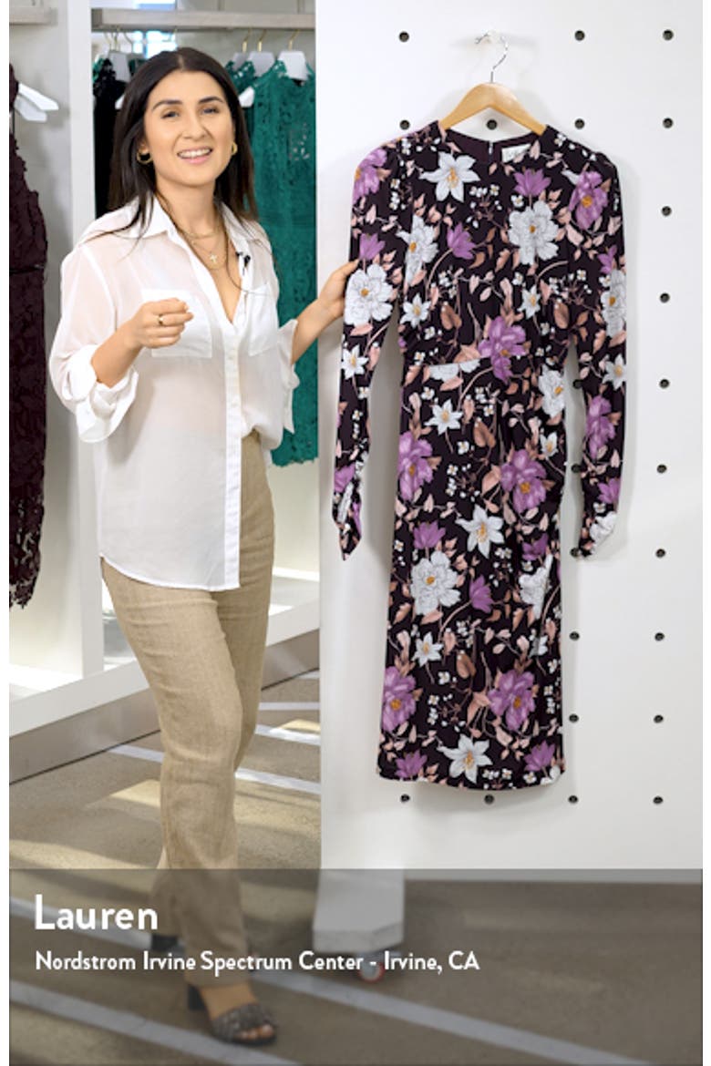 Floral Long Sleeve Body-Con Midi Dress video