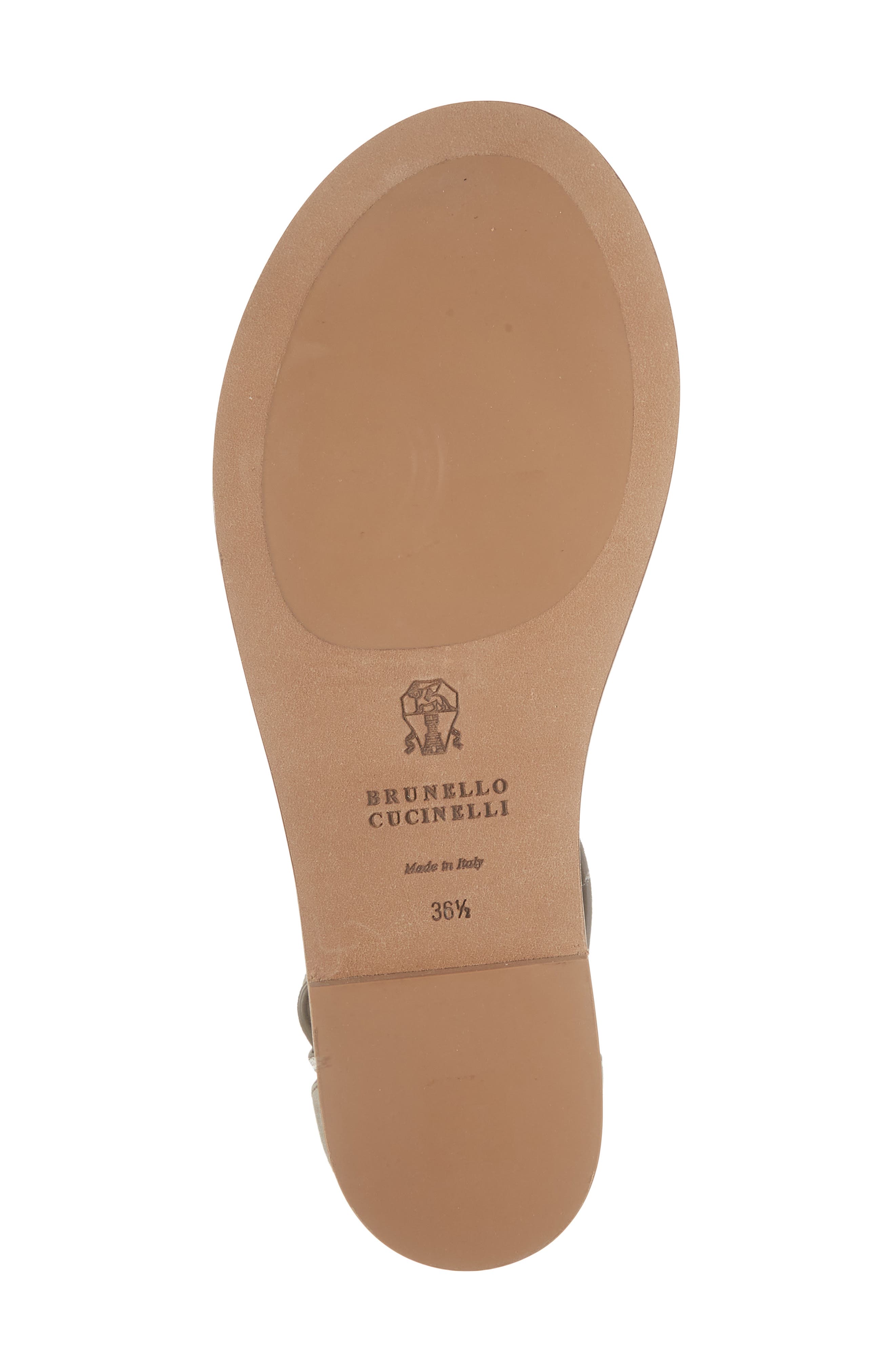 Brunello Cucinelli Monili T-Strap Suede Sandal, Alternate, color, C5859 Ice
