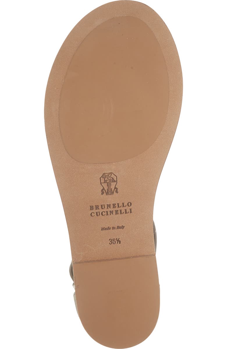 Brunello Cucinelli Monili T-Strap Suede Sandal, Alternate, color, C5859 Ice