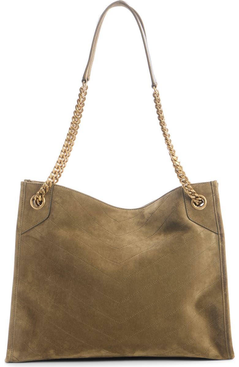 Saint Laurent Medium Cassandre Niki Matelassé Suede Tote, Alternate, color,