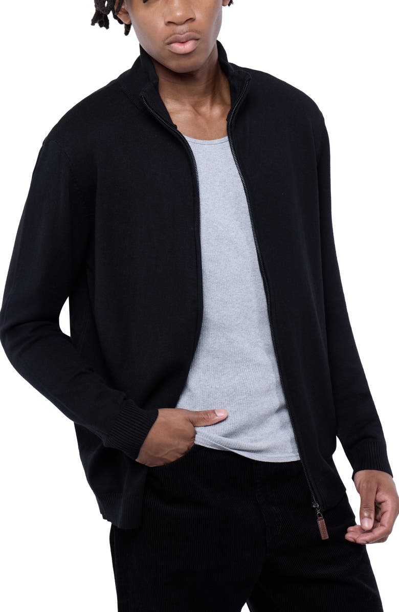 Spring + Mercer Mock Neck Full Zip Sweater, Alternate, color, Black