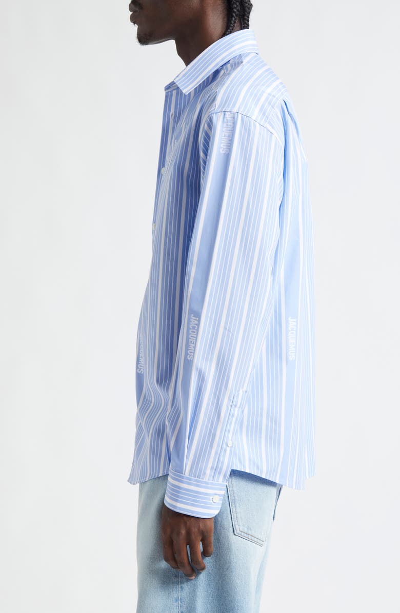 Jacquemus La Chemise Simon Straight Fit Stripe Button-Up Shirt, Alternate, color, Jacquard Business Big Log