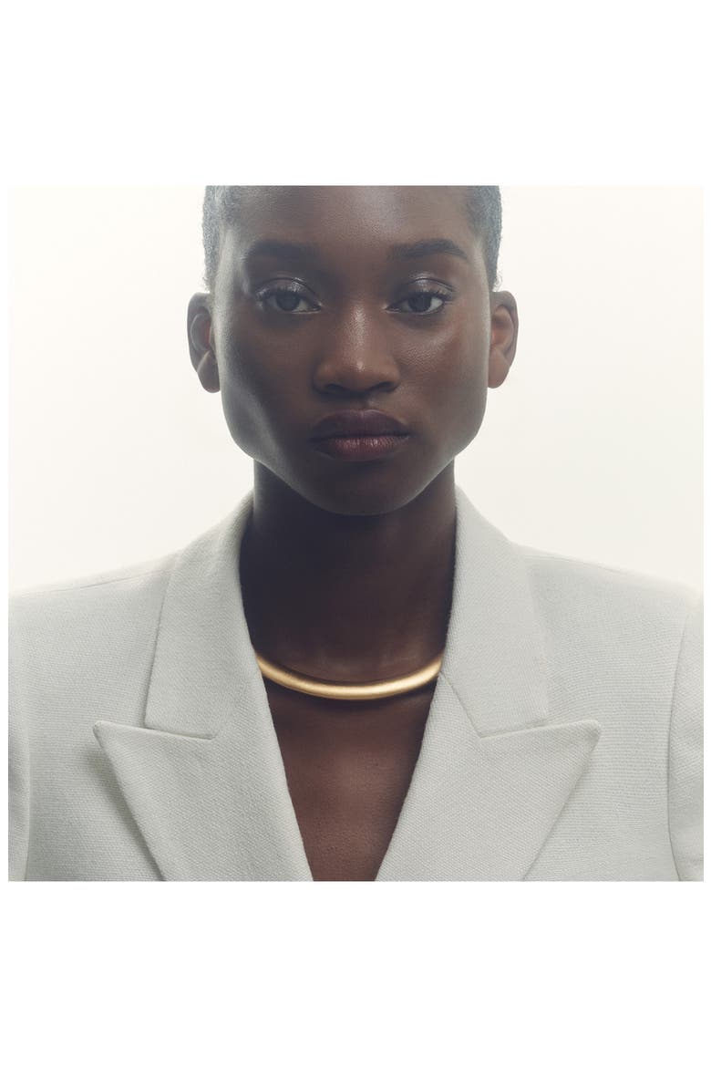 Poppy Polished Curve Collar Necklace, Alternate, color, GOLD TONE