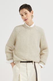 Brunello Cucinelli Mohair, cotton and wool Diamond yarn English rib sweater