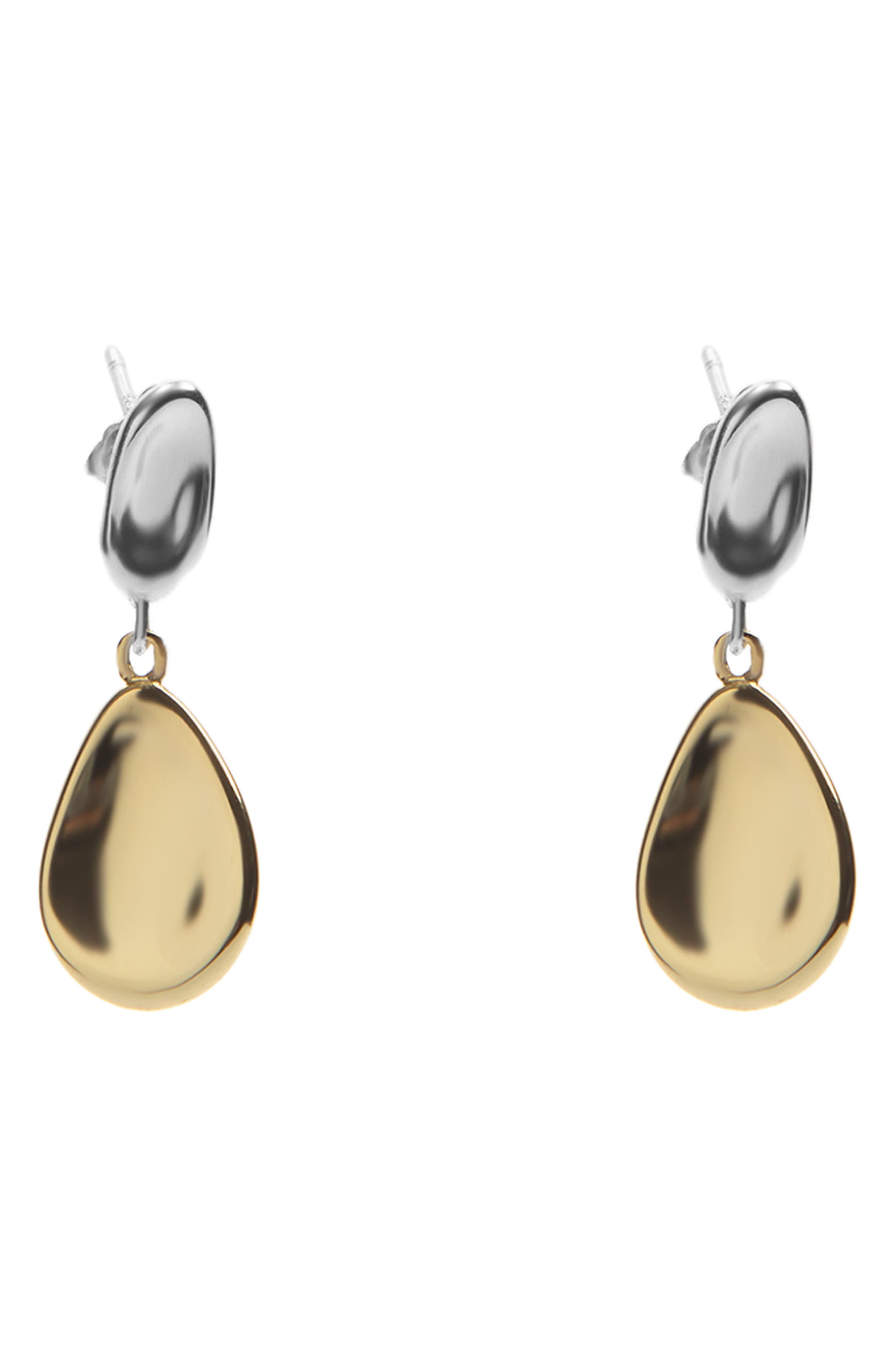 Argento Vivo Sterling Silver Two-Tone Pebble Drop Earrings