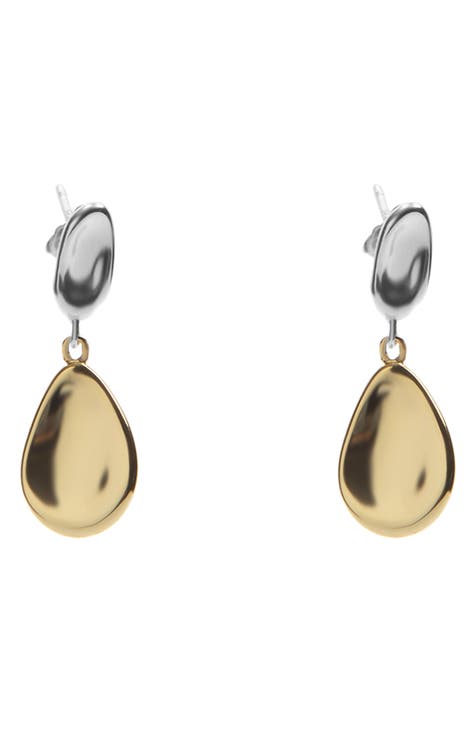 Tea drop shops Sterling silver gold plated handmade dangly earrings