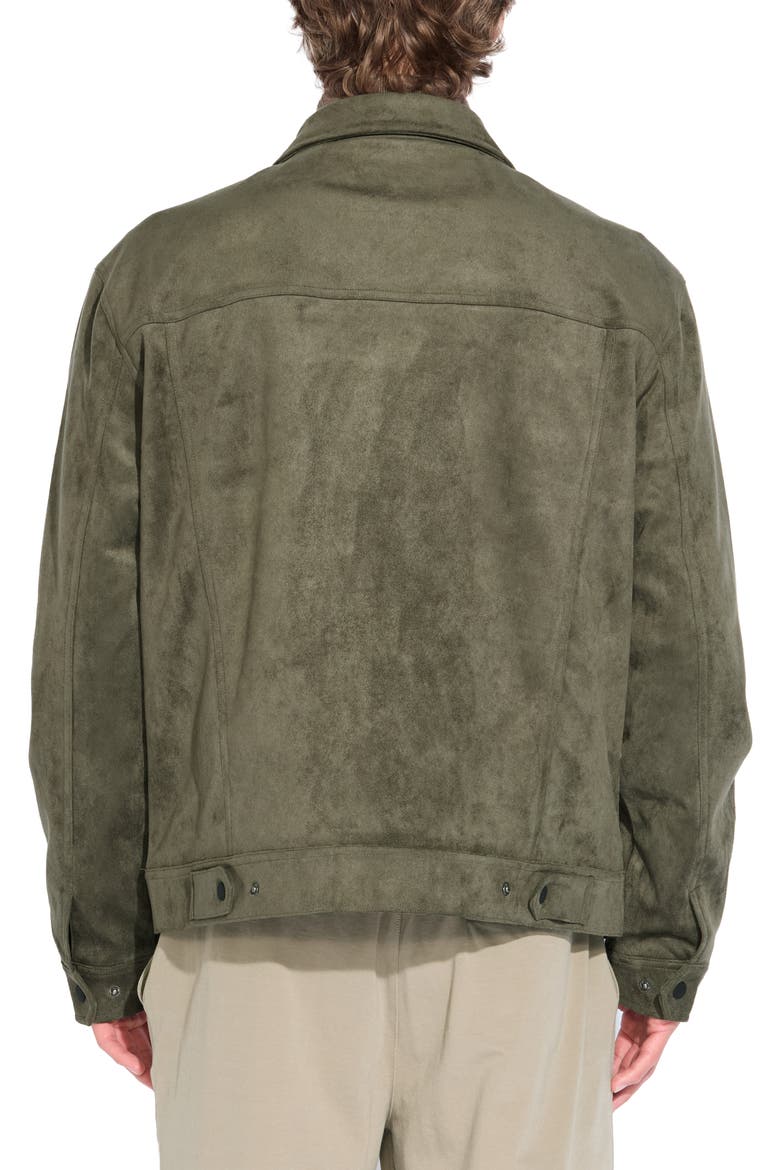 Faux Suede Trucker Jacket, Alternate, color, DARK OLIVE