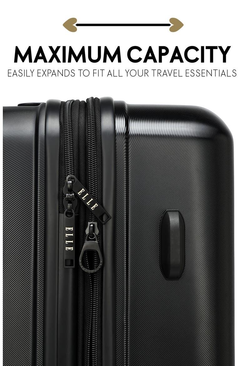 Expedition 3 Piece Expandable Polycarbonate Spinner Luggage Set, Alternate, color, Black