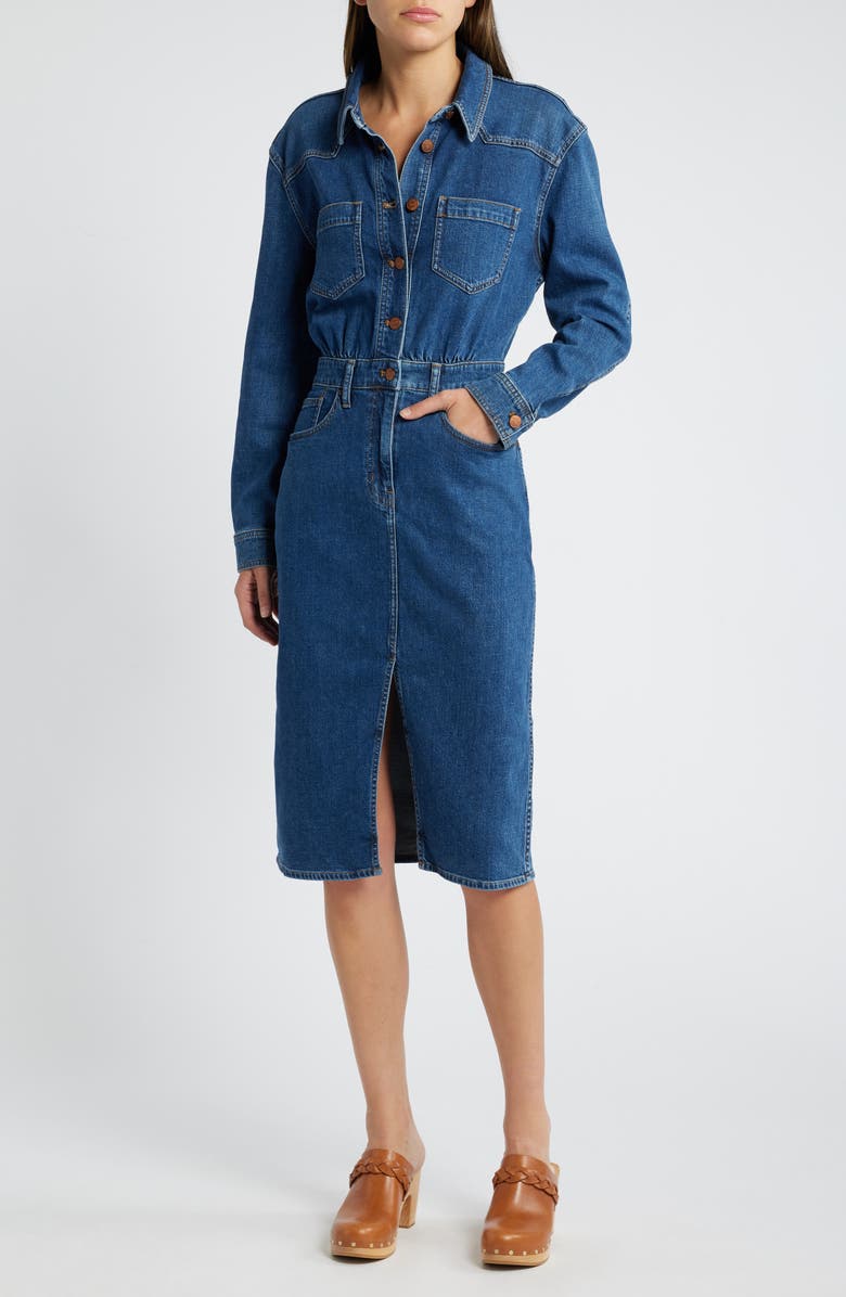 Madewell Western Long Sleeve Denim Shirtdress, Alternate, color, Laselle Wash