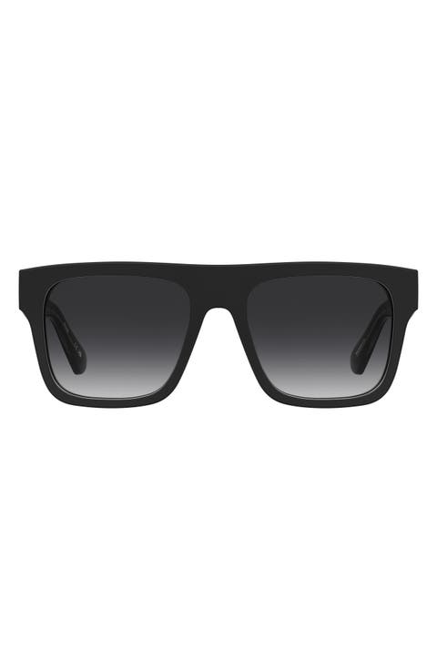 55mm Gradient Flat Top Rectangular Sunglasses