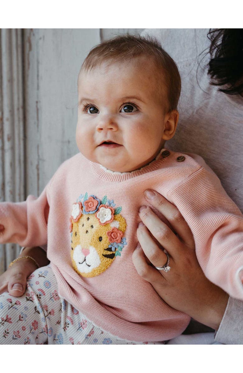 Purebaby Embroidered Frida Knit Sweater, Alternate, color, Guava Melange