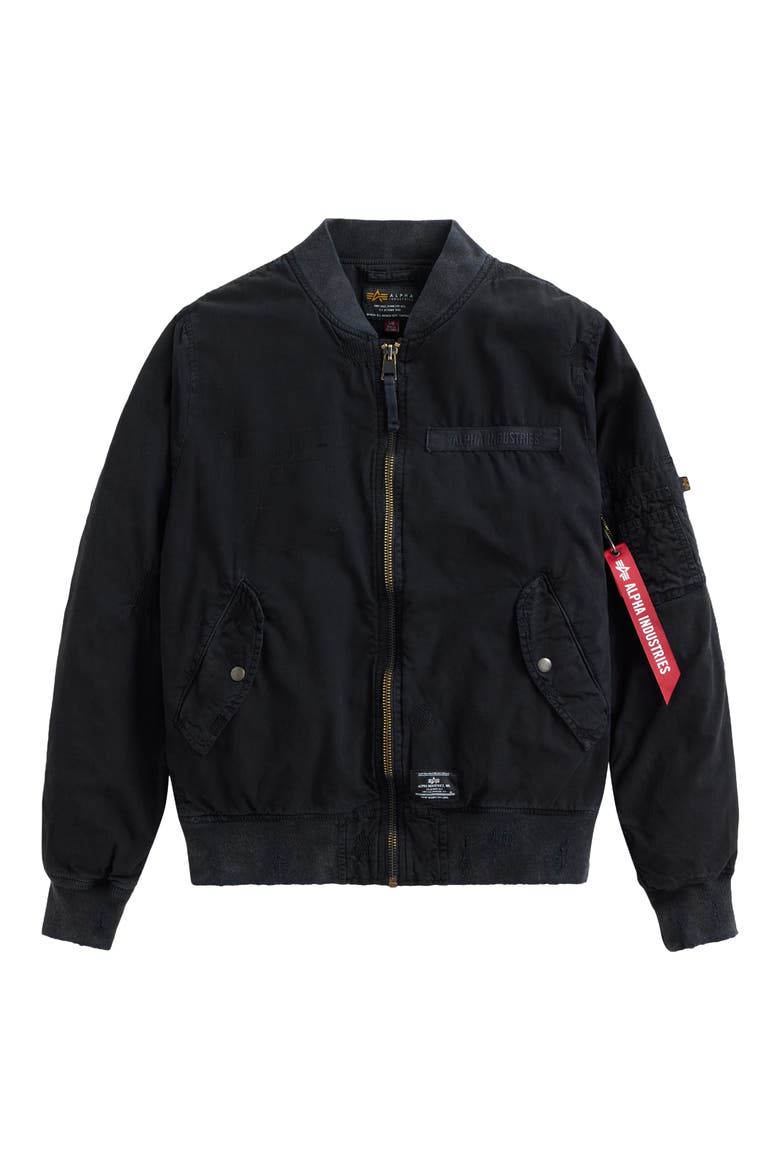 L-2B Rip & Repair Bomber Jacket, Main, color, BLACK