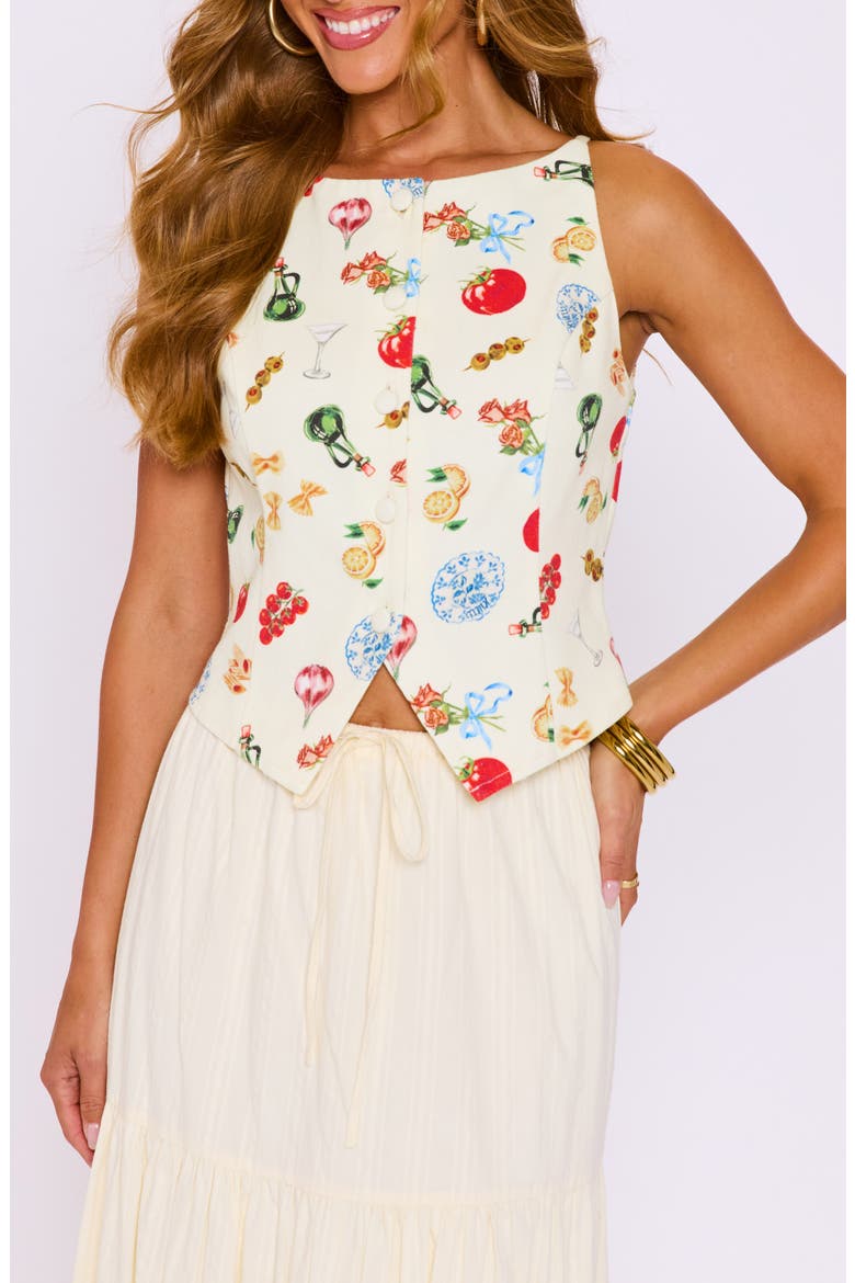 Solstice Mixed Print Cotton Vest, Main, color, CREAM MULTI