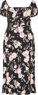 City Chic Abbigail Print Puff Sleeve Maxi Dress