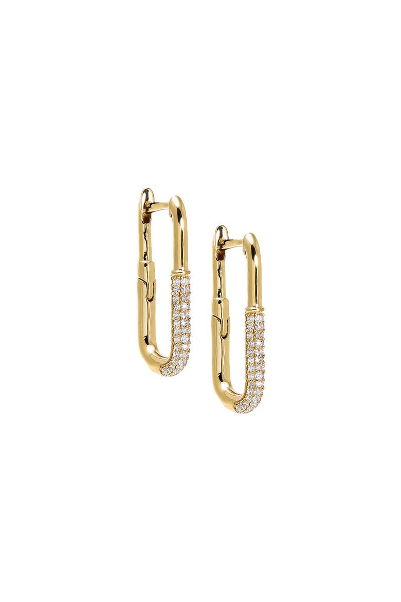 Diamond Pavé Clip Huggie Earring 14K, Main, color, 14K Gold