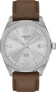 Tissot PRC 100 Solar Quartz Leather Strap Watch, 39mm