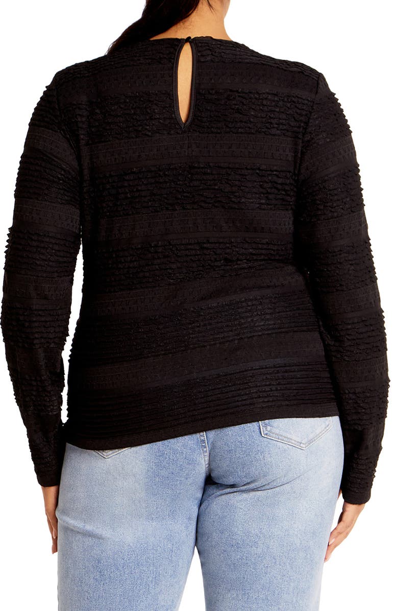 City Chic Amira Textured Long Sleeve Top, Alternate, color, Black