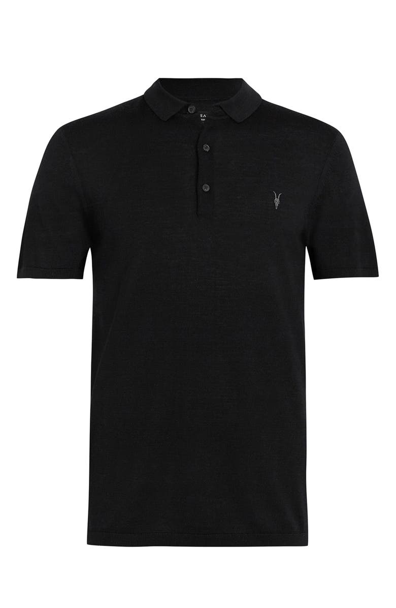 AllSaints Mode Merino Wool Polo, Alternate, color, Black