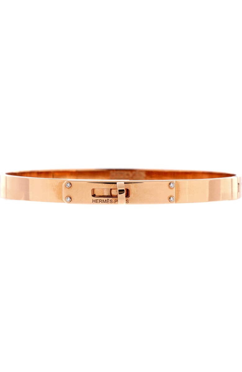 Pre-Owned Hermes Kelly Bracelet 18K Rose Gold with 4 Diamonds Small, Main, color, Rose Gold