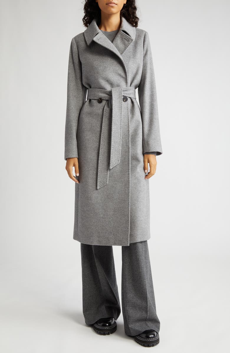 Max Mara Belted Virgin Wool Wrap Coat, Main, color,