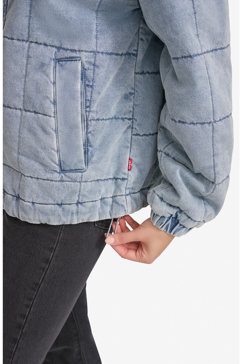 Box Quilted Water Resistant Cotton Jacket, Alternate, color, LIGHT WASH DENIM
