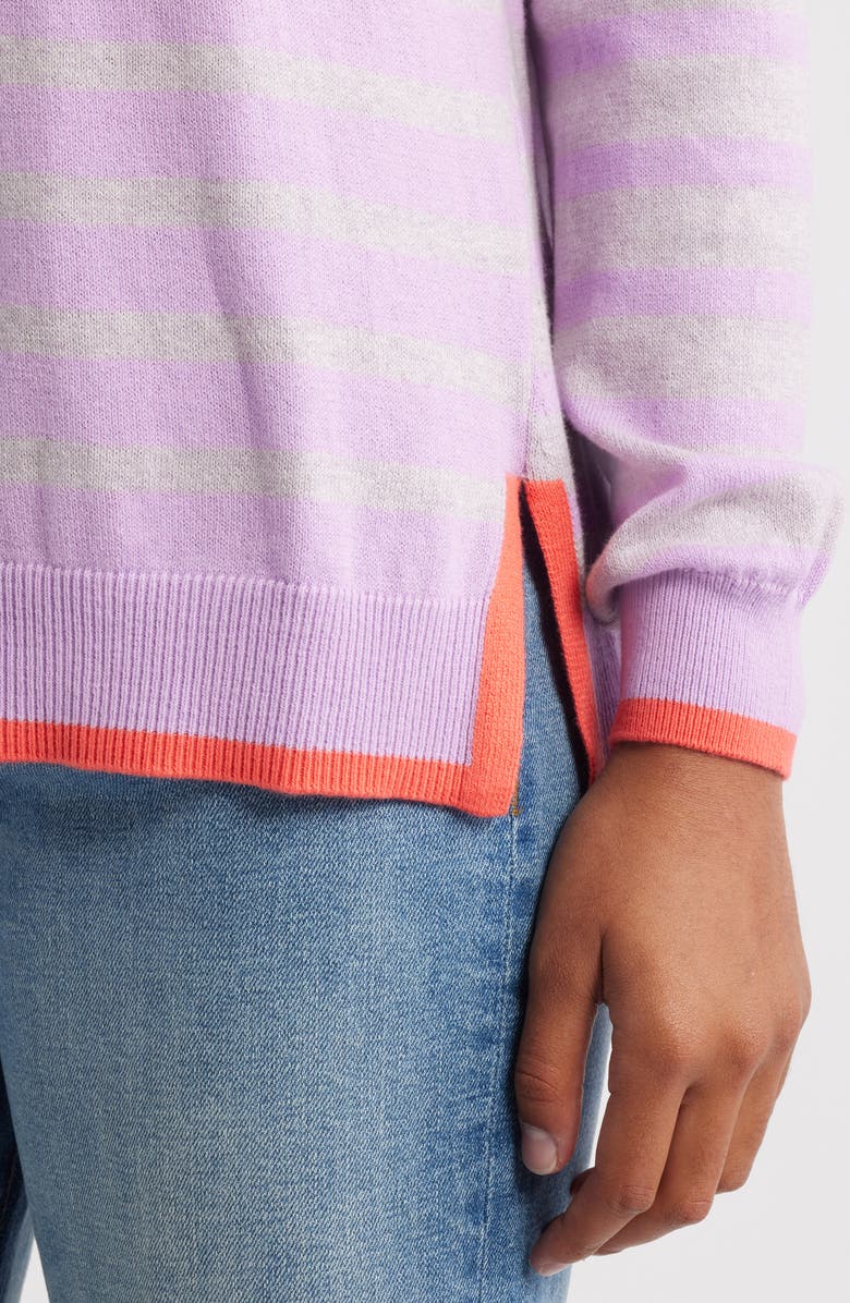 Hatley Olivia Stripe Tipped Sweater, Alternate, color, Pink