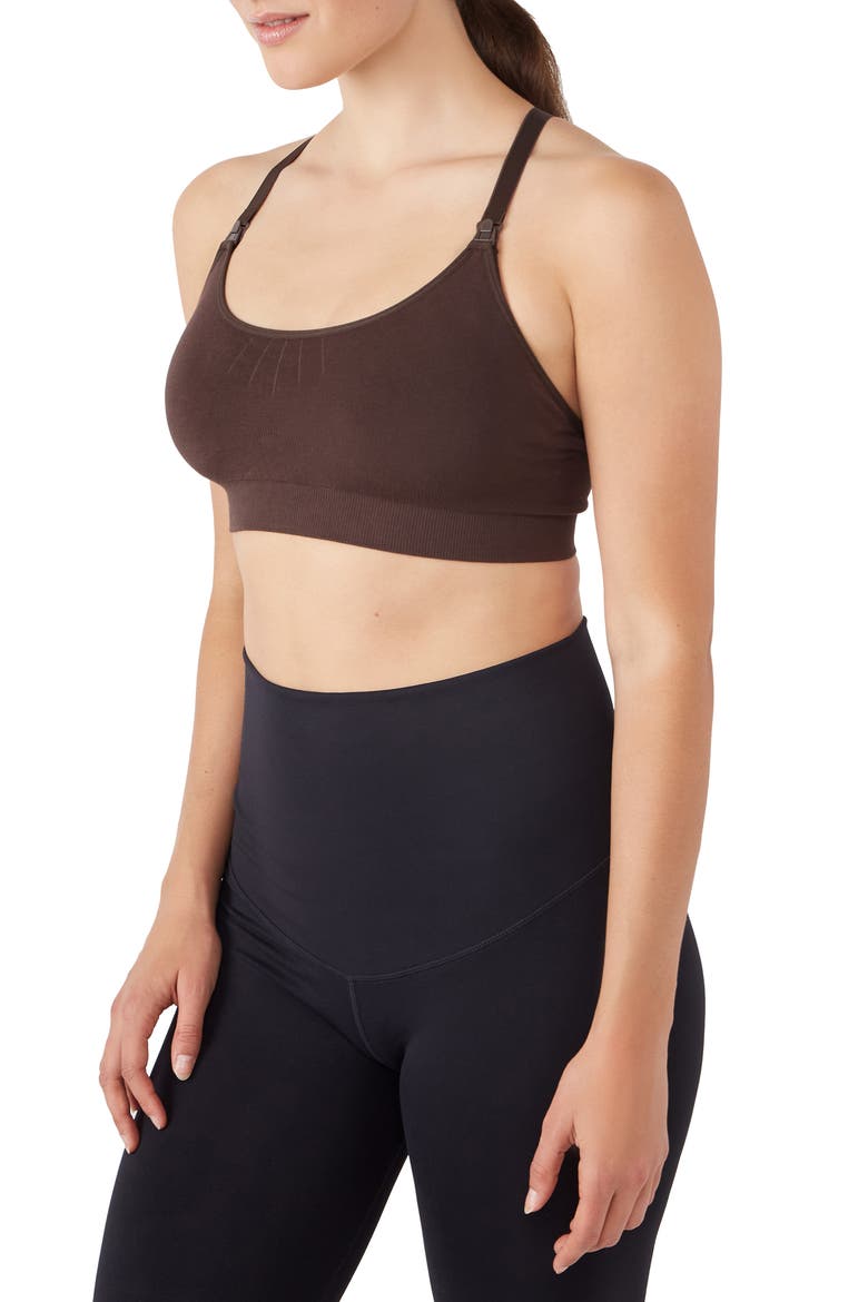 Seamless Yoga Nursing Bralette, Alternate, color, CHOCOLATE