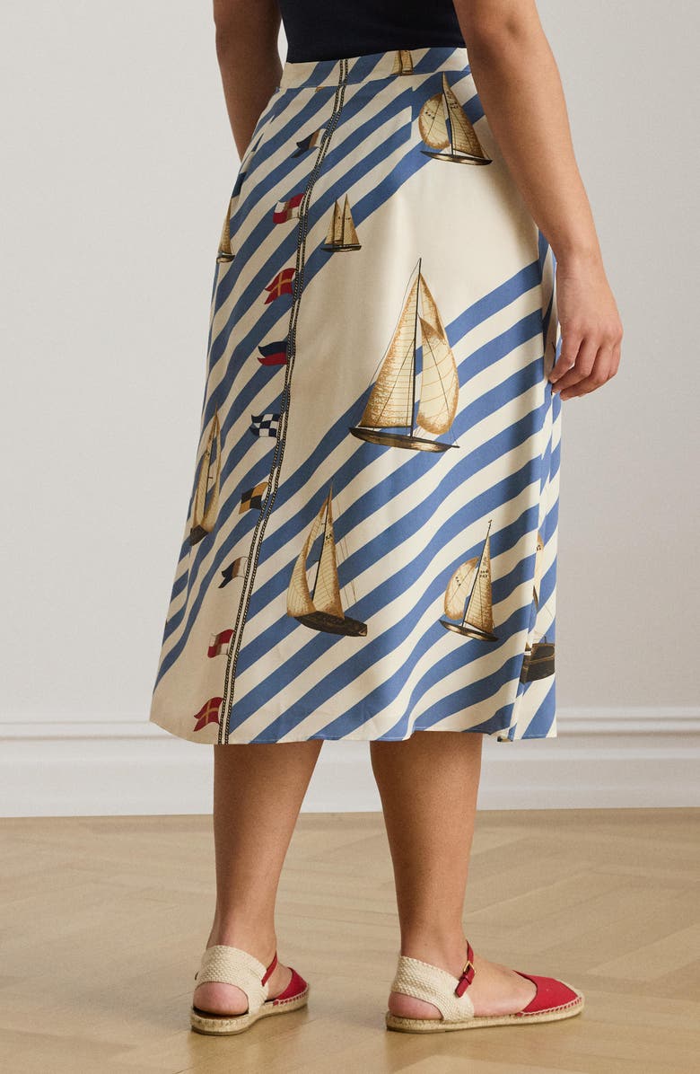 Lauren Ralph Lauren Sailboat Stripe Midi Skirt, Alternate, color, Cream/ Multi