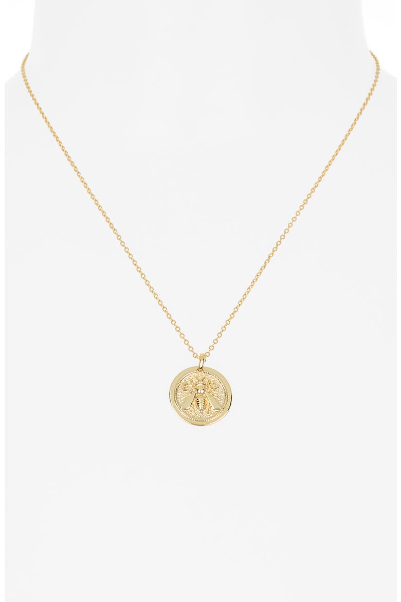 Honey Bee Pendant Necklace, Alternate, color, GOLD
