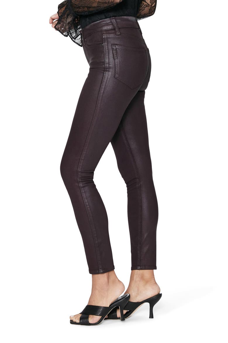 Hoxton Coated High Waist Ankle Skinny Jeans, Alternate, color, BLKCHRYLXC