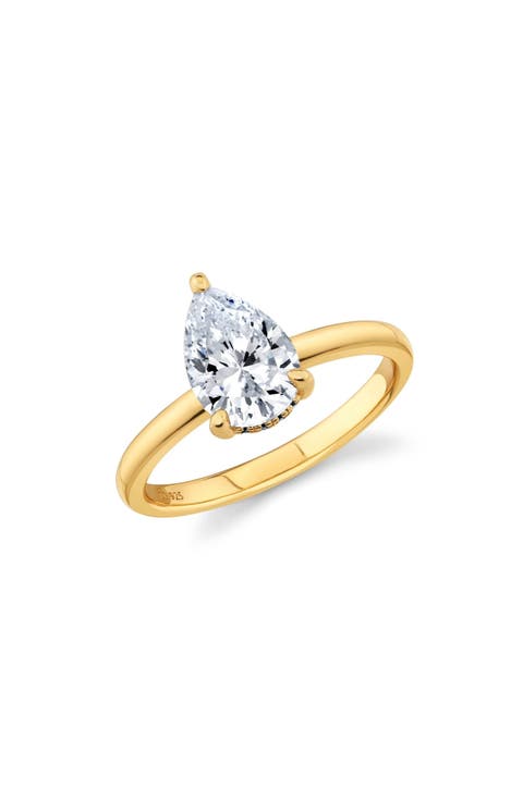 Pear Cut Cubic Zirconia Solitaire Ring