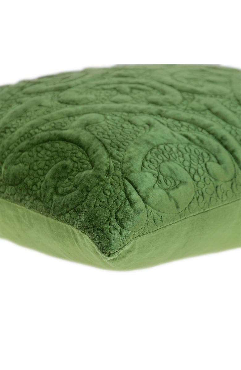 PARKLAND COLLECTION Geometric Embroidered Velvet Accent Pillow, Alternate, color, Olive
