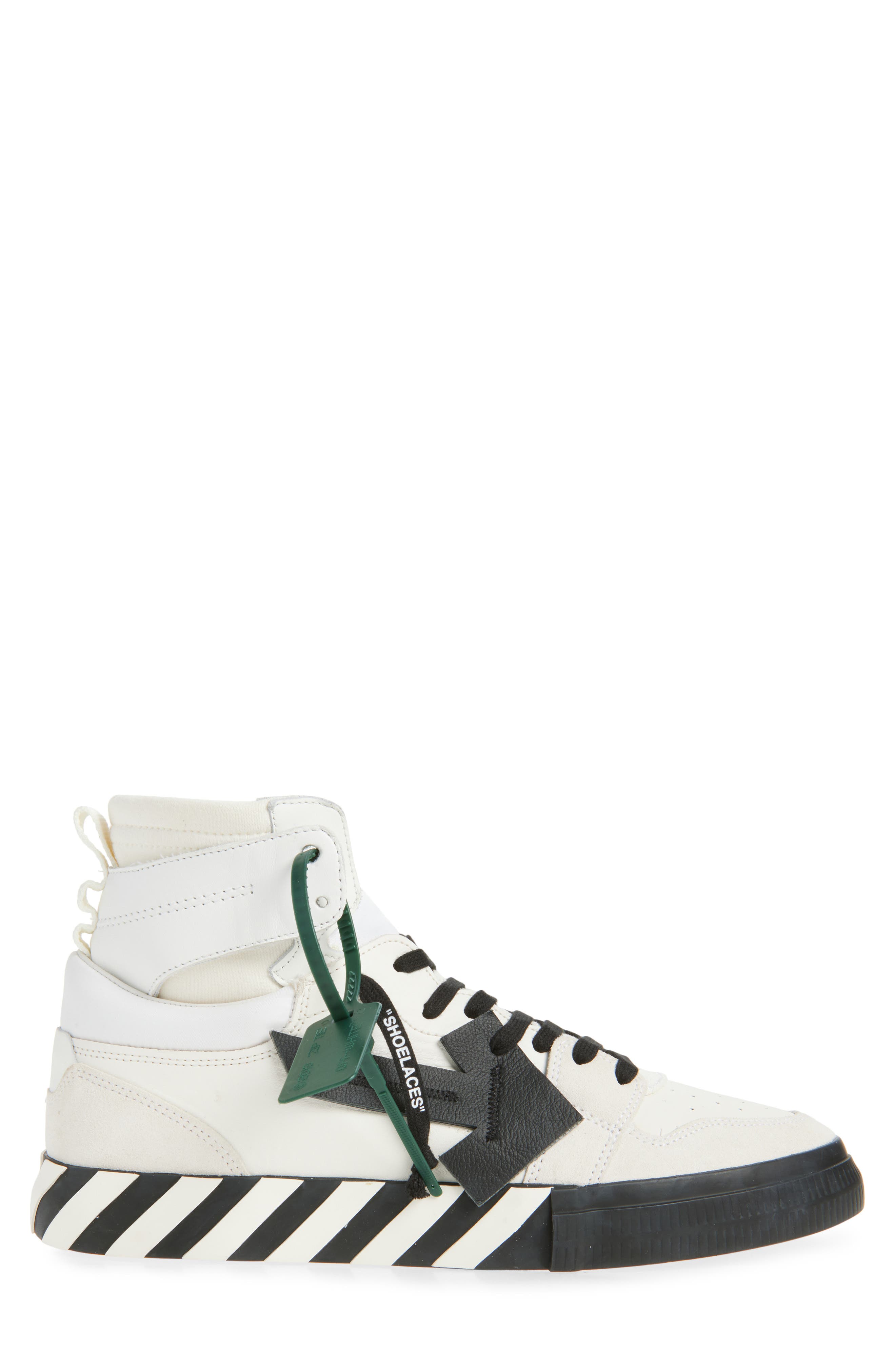 Off-White High Top Vulcanized Leather Sneaker, Alternate, color, 