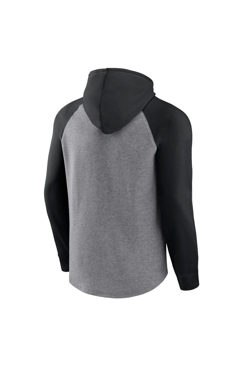 Men's Fanatics Branded Heather Gray Las Vegas Raiders Favorite Arch Raglan Pullover Hoodie, Alternate, color, Heather Gray