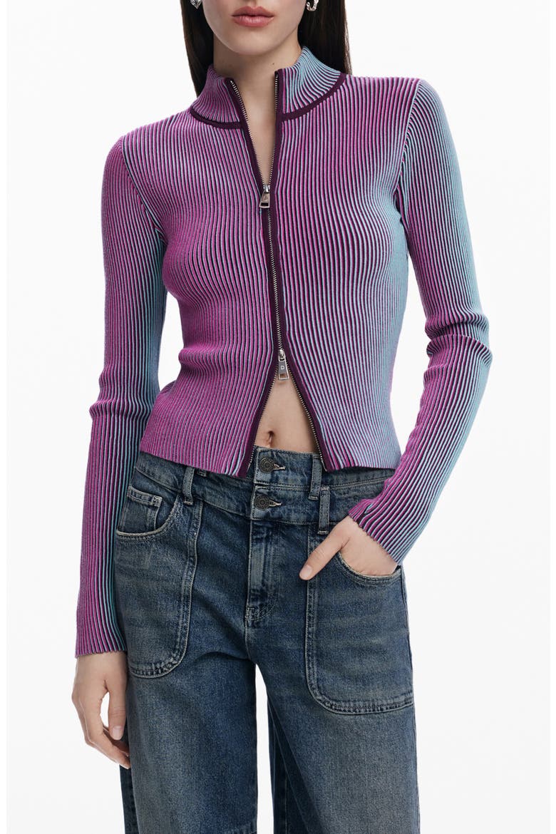 Front Zip Rib Jacket, Main, color, PURPLE