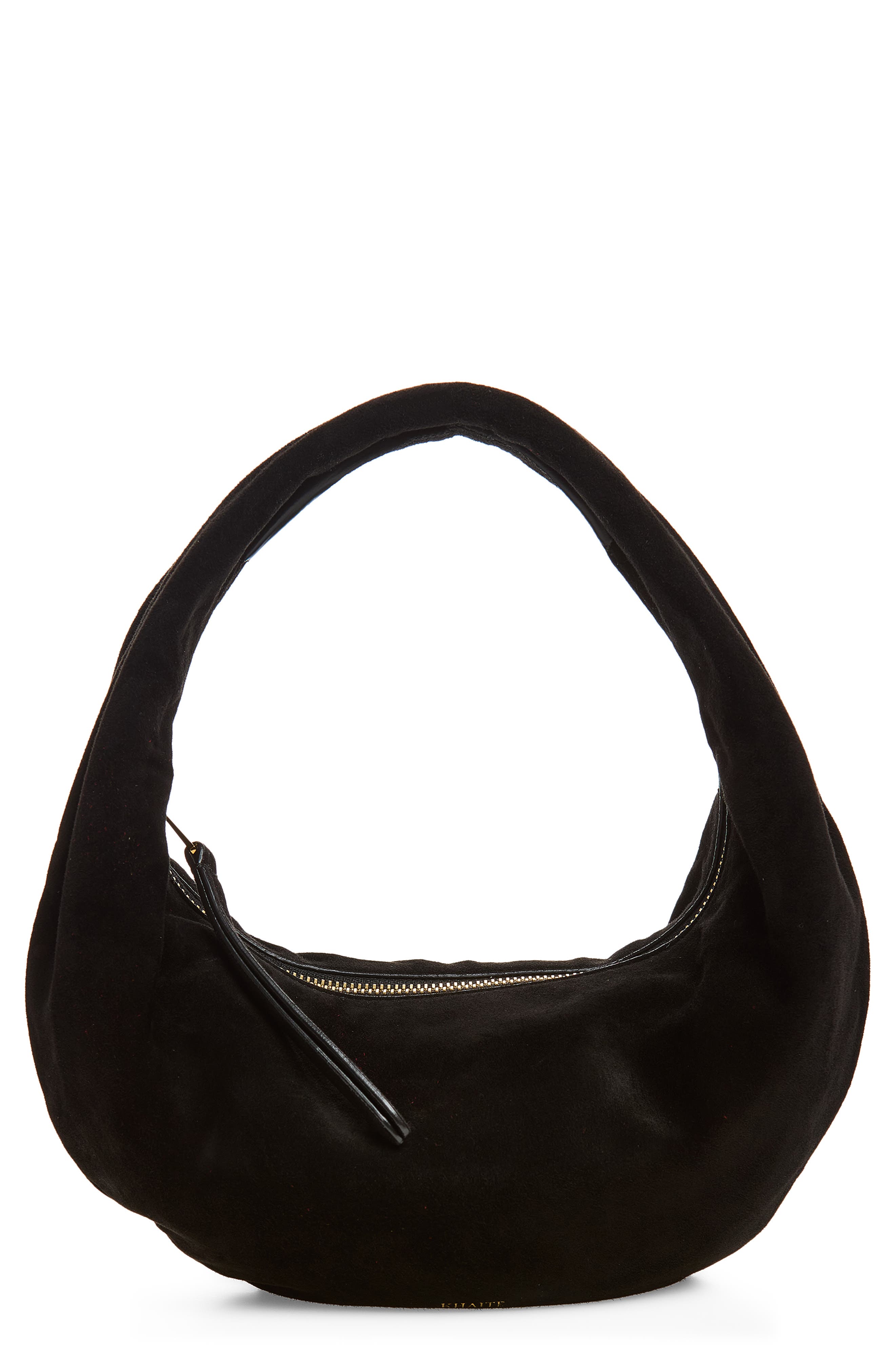Khaite Mini Olivia Suede Hobo Bag, Main, color, Black