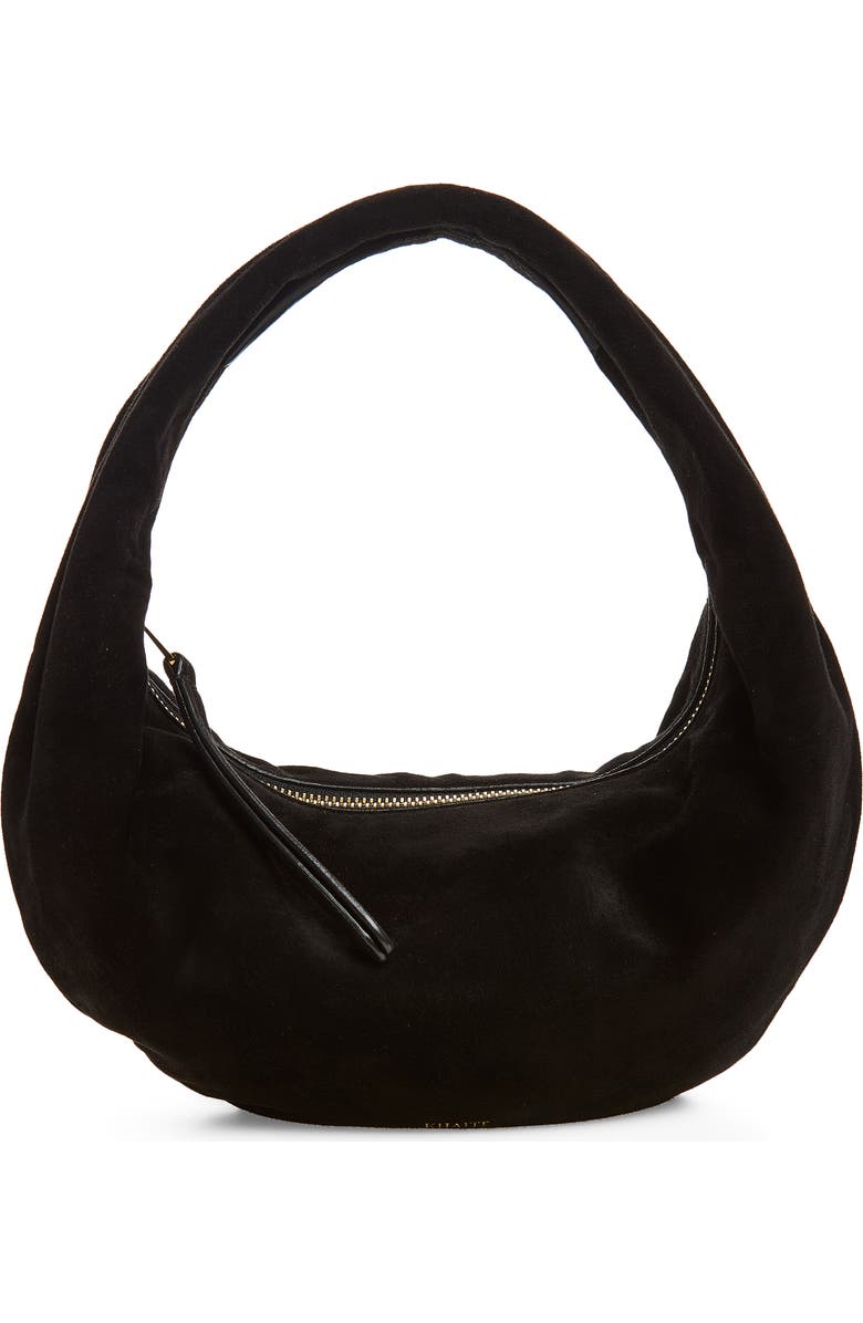 Khaite Mini Olivia Suede Hobo Bag, Main, color, Black