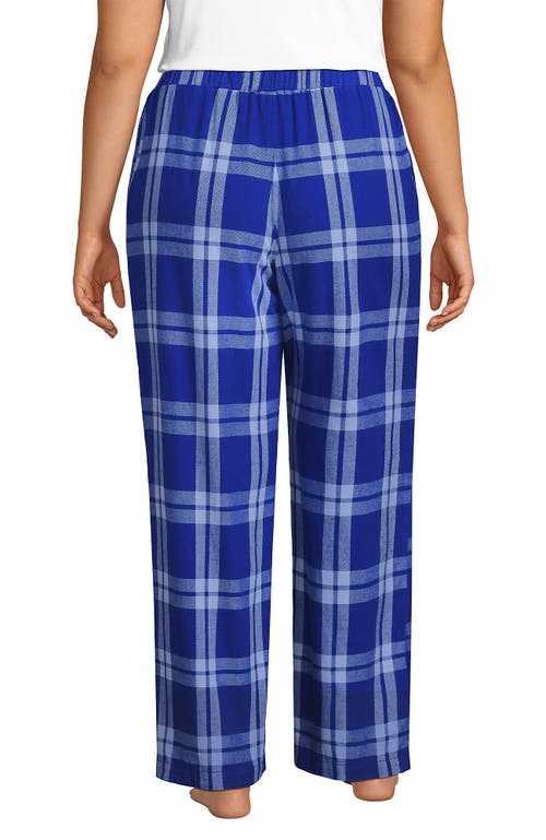 Lands' End Plus Size Flannel Patchwork Wide Leg Sleep Pants In Blue