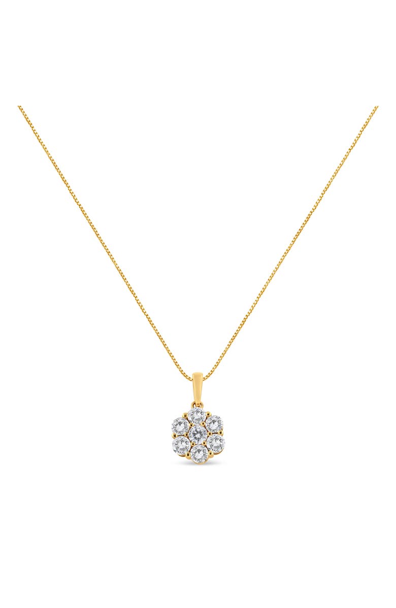 Haus of Brilliance 14K Yellow Gold 2.00 Cttw Brilliant Diamond 7 Stone Flower Cluster Pendant Necklace, Alternate, color, Yellow