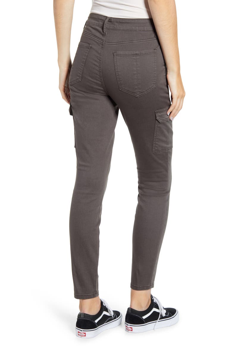 High Waist Cargo Ankle Skinny Jeans, Alternate, color, ARMY GREEN
