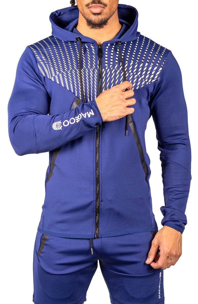 Maceoo Shield Blue Zip Hoodie, Alternate, color, Blue