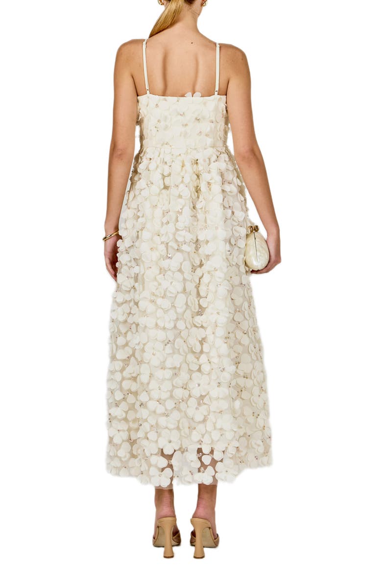 3-D Sequin Floral Maxi Dress, Alternate, color, OFF WHITE